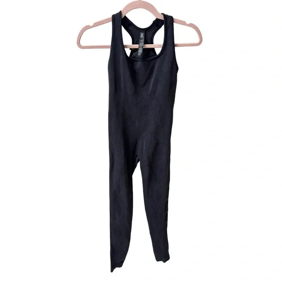 Savage X Fenty Womens Medium Black Ribbed Racerback Activewear Jumpsuit - Picture 10 of 10